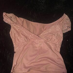 Vintage Blush Pink Lace Trim Cami Top
